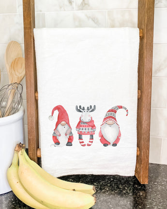 Christmas Gnomes with Moose - Cotton Tea Towel