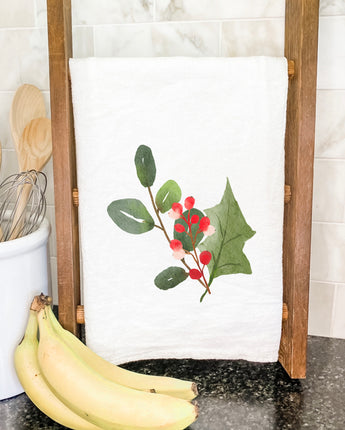 Watercolor Holly Sprig - Cotton Tea Towel