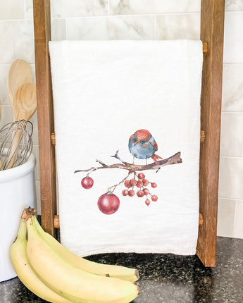 Christmas Branch with Bird - Cotton Tea Towel