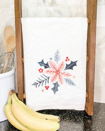 Hand Drawn Pink Poinsettia - Cotton Tea Towel