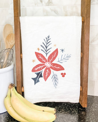 Hand Drawn Red Poinsettia - Cotton Tea Towel
