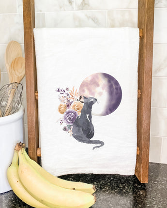Floral Black Cat - Cotton Tea Towel