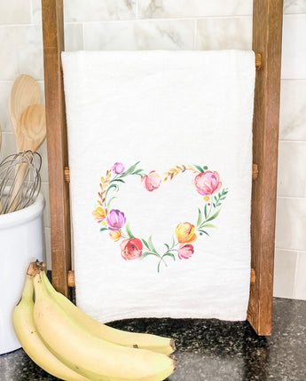 Spring Heart Wreath - Cotton Tea Towel