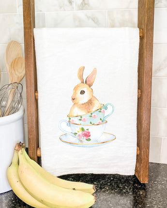 Watercolor Bunny Teacup - Cotton Tea Towel
