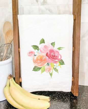 Watercolor Rose Bouquet - Cotton Tea Towel