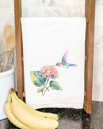 Hummingbird and Lantana Flower - Cotton Tea Towel
