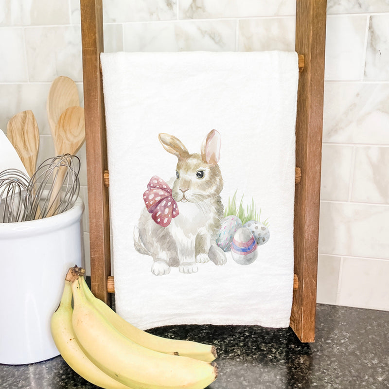 Watercolor Rabbit with Eggs - Cotton Tea Towel