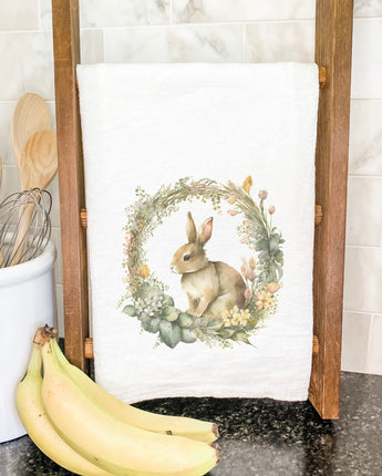 Muted Bunny Wreath - Cotton Tea Towel
