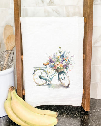 Watercolor Floral Bike - Cotton Tea Towel