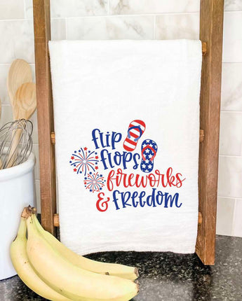 Flip Flops Fireworks Freedom - Cotton Tea Towel