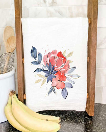 Red and Blue Bouquet - Cotton Tea Towel