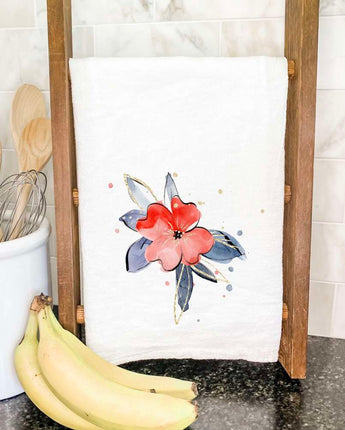 Red and Blue Flower - Cotton Tea Towel