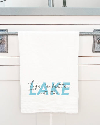 Life is Better at the Lake (Script Overlay) - Cotton Tea Towel