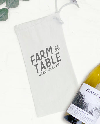 Farm to Table w/ City, State - Canvas Wine Bag