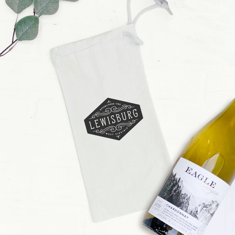 Flourish Sign w/ City, State - Canvas Wine Bag