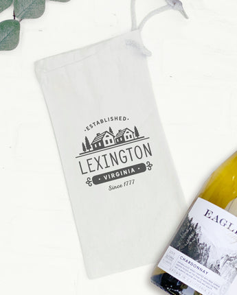 Simple Houses w/ City, State - Canvas Wine Bag