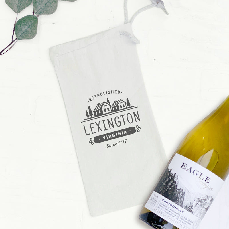 Simple Houses w/ City, State - Canvas Wine Bag
