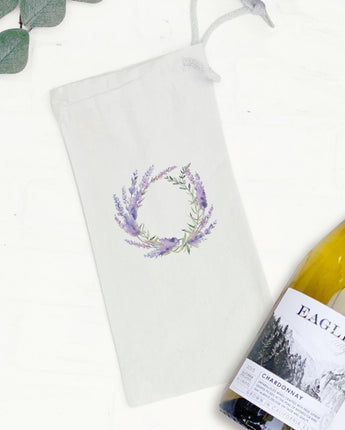 Lavender Wreath - Canvas Wine Bag