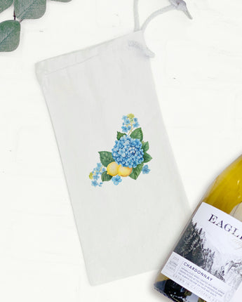 Hydrangeas and Lemons - Summer Canvas Wine Bag