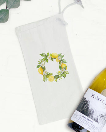 Lemon Wreath - Summer Canvas Wine Bag