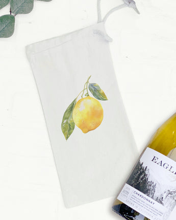 Single Lemon - Canvas Wine Bag