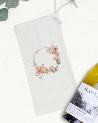 Delicate Autumn Wreath - Canvas Wine Bag