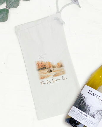 Fall Field Barn - Custom Canvas Wine Bag