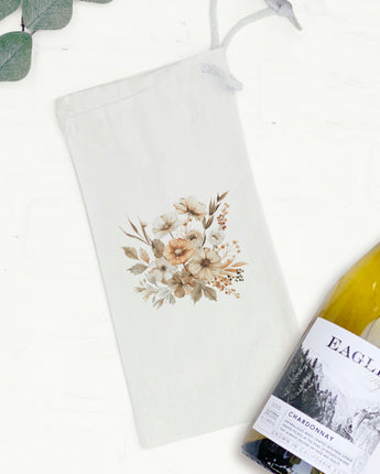 Fall Flowers - Customizable Canvas Wine Bag