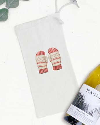 Woolen Mittens - Customizable Canvas Wine Bag