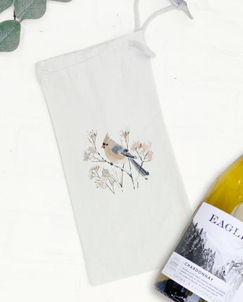Little Winter Bird - Customizable Canvas Wine Bag