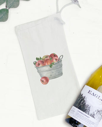 Bucket of Red Apples - Canvas Wine Bag