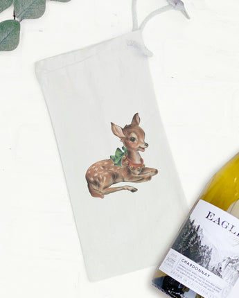 Vintage Reindeer - Canvas Wine Bag