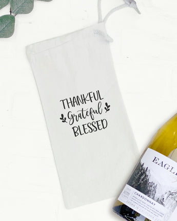 Thankful Grateful Blessed - Canvas Wine Bag