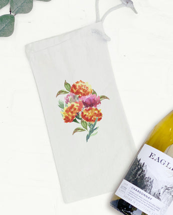 Day of the Dead Marigolds 1 - Canvas Wine Bag