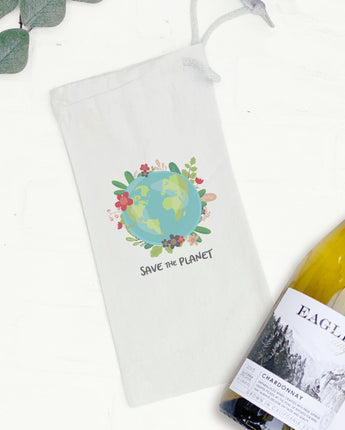Save the Planet - Canvas Wine Bag