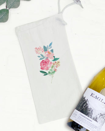 Mother's Love Flowers - Canvas Wine Bag
