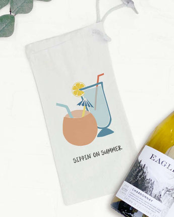 Sippin' on Summer - Canvas Wine Bag