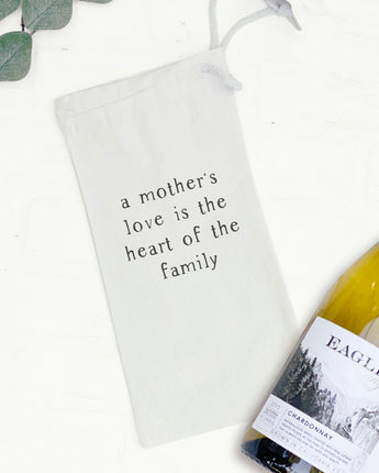 Mother's Love is the heart - Canvas Wine Bag