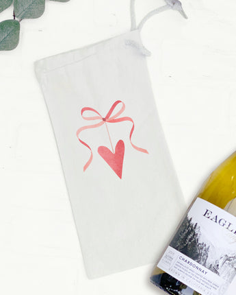 Ribbon Heart - Canvas Wine Bag