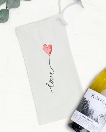 Love Heart Balloon - Canvas Wine Bag