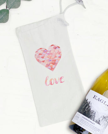 Triangle Heart Love - Canvas Wine Bag