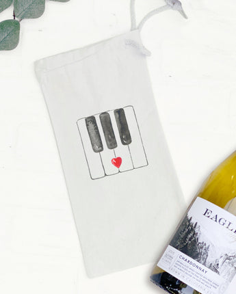 Valentine's Piano Keys - Canvas Wine Bag