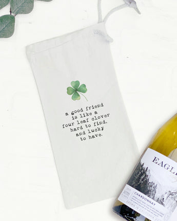 A Good Friend - St. Patrick's Day Canvas Wine Bag