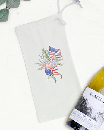American Flag Bouquet - Canvas Wine Bag