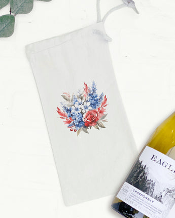 Rose Patriotic Bouquet - Canvas Wine Bag