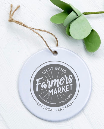 Farmers Market Eat Local w/ City, State - Ornament
