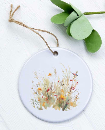 Watercolor Bird and Wildflowers - Ornament