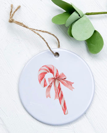 Candy Cane with a Bow - Ornament