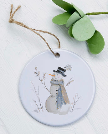 Blue Winter Snowman - Ornament