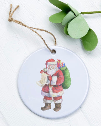 Santa with List - Ornament